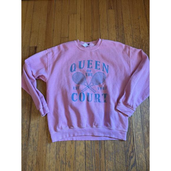 Sweet Claire Sweatshirt Womens Small Medium Queen of the Court Tennis Graphic - Picture 1 of 5